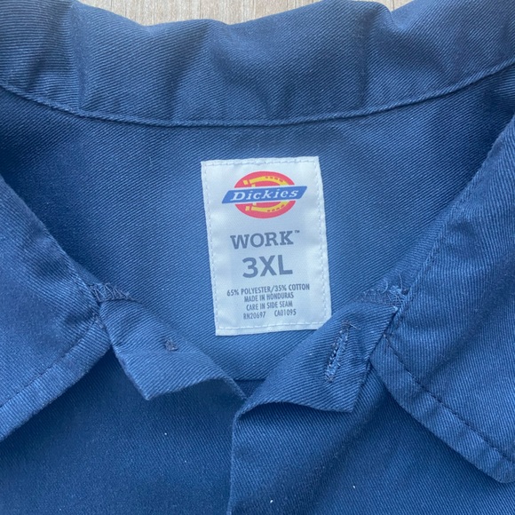 Dickies Work Shirt Mens 3XL Blue Button Cotton Mechanic Custodial Uniform - Picture 3 of 3
